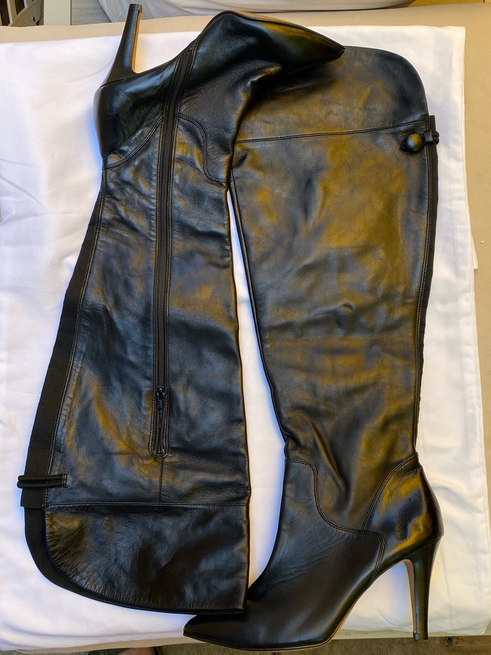 ROS HOMMERSON VINTAGE Classic Black Over-the-Knee Women's Leather Boots Size 10W